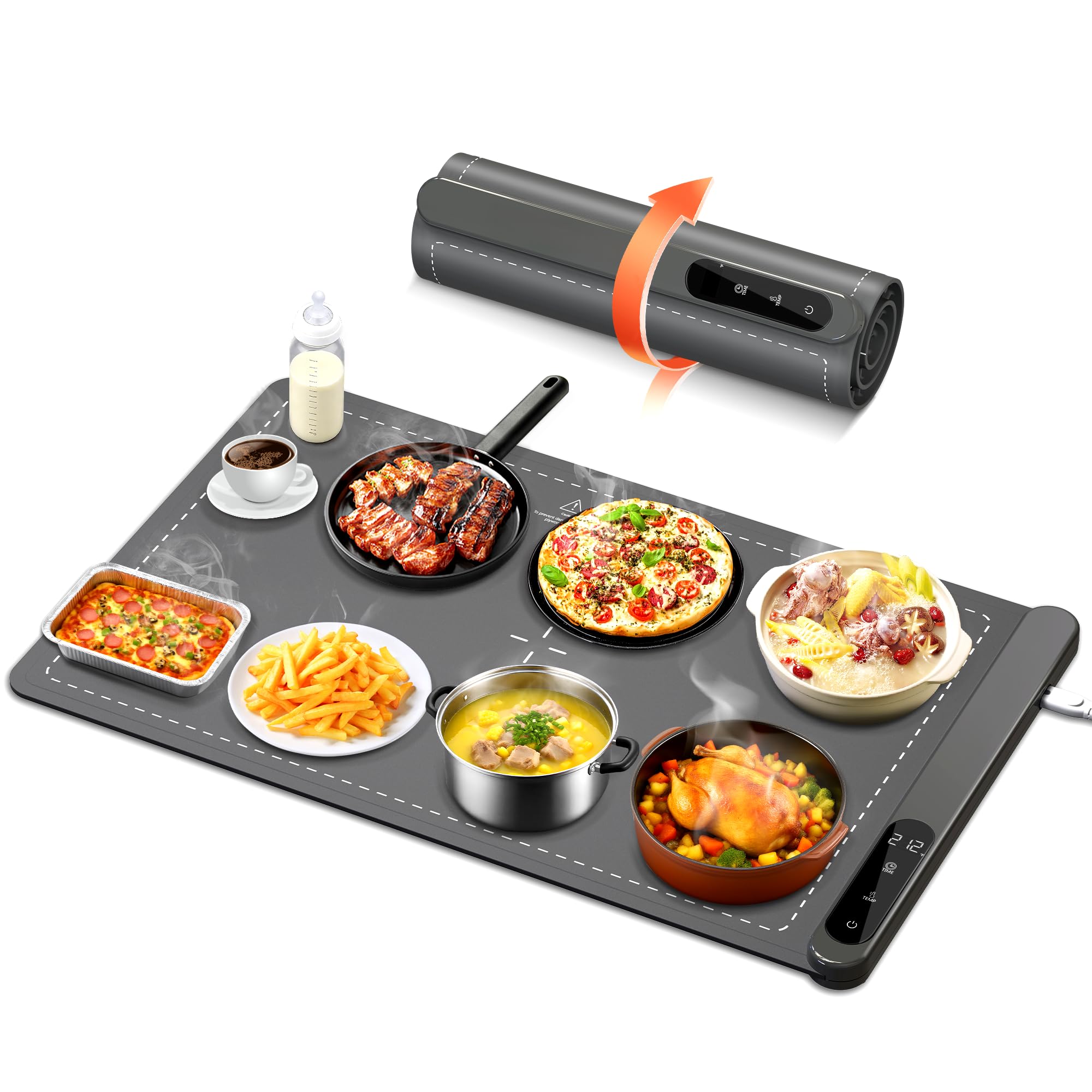 Photo 1 of LBOLHZO Warming Mat For Food 500W Graphene High-Tech 5s Rapid Food Warming Mat 6-Temp And 6h Timer Food Warmer Auto Shut Off Chafing Dishes For Buffet Roll Up Food Warmers For Parties Buffet 24"Dx16"W
