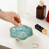Binoster Leaf Jewelry Dish Crystal Green Ceramic Trinket Tray 11x3 cm view 2