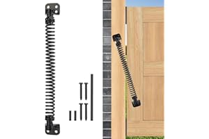 BOODVON 11-1/2" Gate Spring Self Closing Heavy Duty Door Springs to Close Door, Adjustable Tensioner Automatic Gate Closure, Gate Spring for Wooden Gate, Vinyl Fence, Steel Door(Black, 1 Pack)