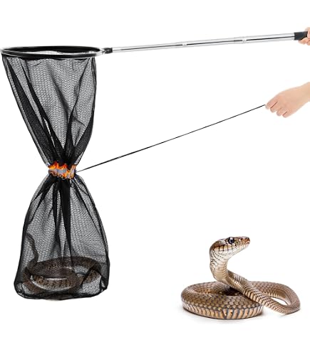 catching snake on fishing pole Catcher Net, Rattlesnake Grabber Handling Tool Large Reptile Closure Net, Snake Traps Telescopic Stick, Rattle Snake Moving and Picker with a Handle Extendable from 26'' to 45'' Color:Flush Tackle Warehouse badge: New