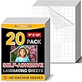 20 PCS Self-Adhesive Laminating Sheets, 9 x 12 Inches Clear Laminating Sheets No Machine Needed Self Sealing Laminate Sheets