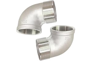 LOZOME 2" NPT Female x 2" NPT Male 90 Degree Street Elbow Stainless Steel 304 Threaded Cast Pipe Fitting (Pack of 1)