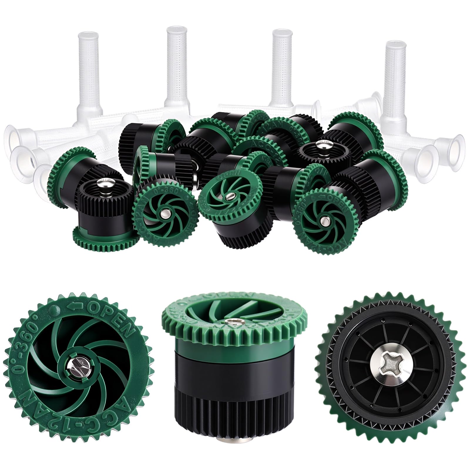 Photo 1 of Honoson 16 Pcs Variable Arc Nozzle Radius High Efficiency Replacement Pop up Sprinkler Heads Compatible with Rainbird, Hunter, Orbit Pop-up Sprinklers(Green,12 Van)
