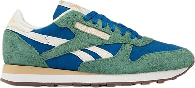 Baskets Classiques Unisexes en Cuir, Bleu athlétique, Vert champêtre, Craie, 36,5 EU