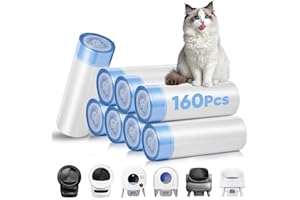 NXPPYY 160 Count Cat Litter Box Liners Compatible with Litter Robot 3 & 4, Cat Litter Liners for Automatic Litter Box, 10-12 Gallon Heavy Duty Waste Bags with Drawstrings, 25.19" x 15.7"
