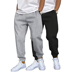 Teen Boys Solid Knit Jogger Sweatpants, Elastic Waist Tapered Casual Athletic Trousers for Kids and Teens