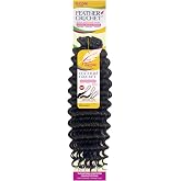 Janet Collection Encore Lavie Pre-Separated Feather Crochet Deep Wave 18" &ndash; Knotless Crochet Braid Extensions (color #1)