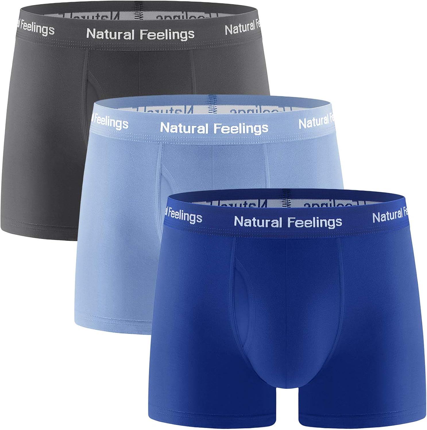 Herren Unterwäsche Boxer Slip Baumwolle Stretch Unterwäsche Herren Pack 3 mit Tasche FLY Blau