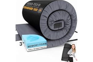 HAZLI Matrix Comfort-Cell Memory Foam Camping Mattress Pad, Portable Foam Sleeping Pad for Camping, Roll up Sleeping Mat for Adults Floor Mattress Guest Floor Bed for Sleepover, Car, Tent SUV Cot Mattress
