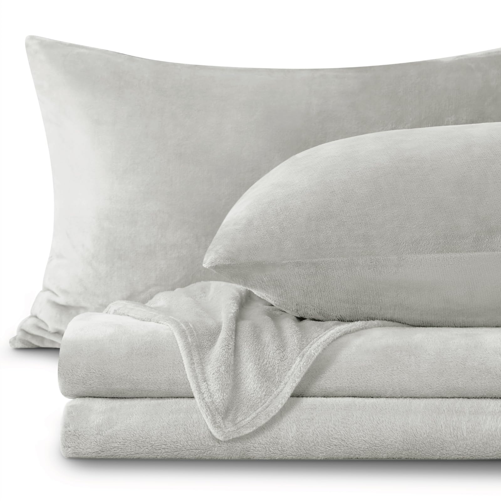 BEDELITE Flannel Sheets Full Size Light Grey - Super Soft Fleece Sheets Set Fluffy Extra Plush, 4 Piece(Include Fitted Sheet, Flat Sheet, 2 Pillowcases) Image BEDELITE Flannel Sheets Full Size Light Grey - Super Soft Fleece Sheets Set Fluffy Extra Plush, 4 Piece(Include Fitted Sheet, Flat Sheet, 2 Pillowcases) Image