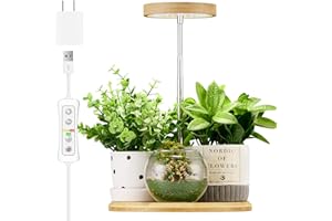 YADOKER Plant Grow Light for Indoor Plant,Bamboo Mini LED Grow Light Garden,Height Adjustable,Automatic Timer with 8/12/16 Hours