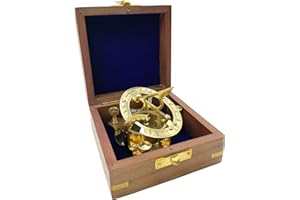 PORTHO Brass Nautical Sundial Compass Gifts with Rosewood Wooden Box | Maritime Boat Marine Sun Clock Compass for Direction Finding Time Approximation | Unique Gift for Men for Camping Trekking Hiking