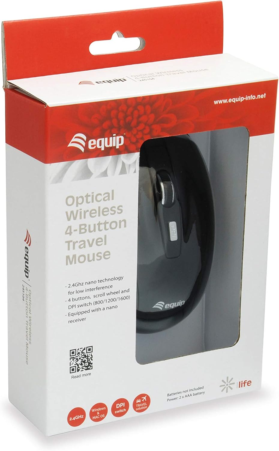 Equip Wireless Travel Optical Mouse - Black - Image 4