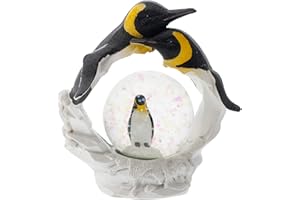 Elanze Designs Yellow Neck Penguin Family Magical Whimsical Tabletop Dresser Nightstand Figurine Miniature 45MM Sturdy Polyresin Glitter Water Snow Globe Decoration