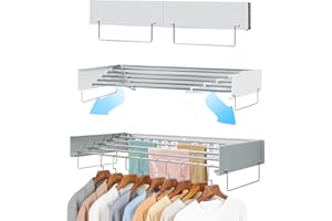 MAXBROTHERS Wall Mounted Collapsible Drying Rack for Clothing and Laundry - 5 Rods, 31.5", 60 lb Capacity - With Wall Templat