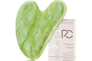 Rena Chris Gua Sha Facial Tool - Natural Jade Stone GuaSha for Acupuncture, Xiuyan Jade Manual Massage Tool for Jawline Conto