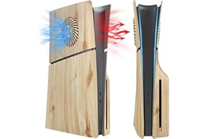 HESUPY for PS5 Slim Disc/Digital Edition Faceplate Replacement Cover Plates, Custom Wood-Grain Pattern Skin Case ABS Side Shell for PS5-Slim Console (Disc Edition, with Cooling Vents)