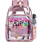 AGSDON Clear Backpack, Heavy Duty Transparent Bookbag, See Through PVC Backpacks for Women Men