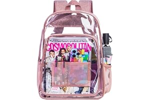 AGSDON Clear Backpack, Heavy Duty Transparent Bookbag, See Through PVC Backpacks for Women Men