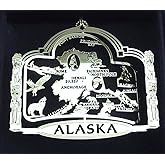 Alaska State Brass Ornament Vacation Souvenir Gift