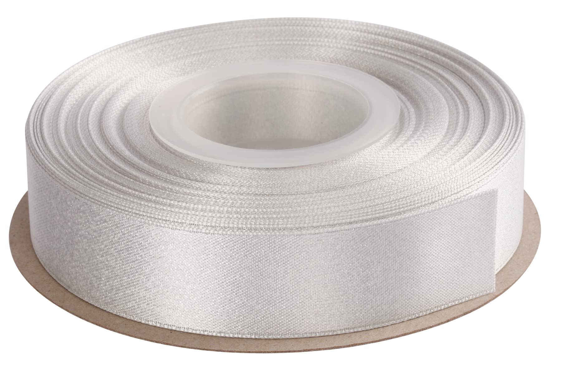 Joycrosso Off White Double Faced Glitter Ribbon, Luxury Silver Purl Ribbon, 22mm x 22 Meters, Great for Gift Wrapping Wedding Decoration Floral Arrangement