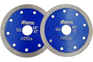 SHDIATOOL 2PCS Diamond Cutting Disc, X Mesh Turbo Saw Blade 4 1/2-Inch for Tile Porcelain Ceramic Marble Brick Cutting Wheel