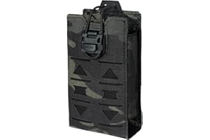 TOPTACPRO Tactical Radio Pouch MOLLE Radio Holster Compatible with 148/152 MPU5 Baofeng Radio Case Bag Walkie Talkies Rifle Mag with Elastic Cord 500D Nylon