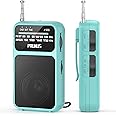 PRUNUS J-555 Pocket Radio AM FM USB-C Charging& Battery Operated, Excellent Reception& Clear Speaker and Headphone Jack, Back Clip, Flashlight, Transistor Radios, Portable Radios AM FM, Mini Radio