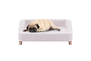 Critter Sitters 36-In. Microfiber White Rectangular Dog Sofa for Medium-Sized Dogs, Modern and Stylish Elevated Dog Bed for Home or Apartment, Comfortable and Easy to Clean Pet Beds