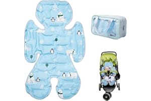 Gresource Car Seat Gel Baby Cooling Pad, Double Sided and Fordable Breathable Ice Seat Liner Cooler Mat Cushion for Stroller, Baby Chair, Child Safety Car Seat, Cribs and Bassinets (Penguin)