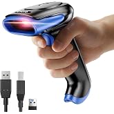 Eyoyo 1D 2D Barcode Scanner Wireless Bluetooth Handheld Cordless | QR Bar Code Reader, 2500mAh, USB Wired, For Library, Warehouse Inventory, Compatible with iPad, Android Phone, iPhone, Laptop