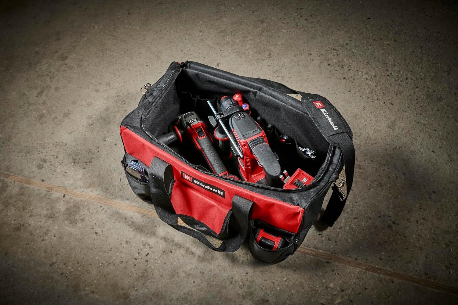 Einhell Tasche Bag 56/29 (für Werkzeuge & Zubehör, langlebig mit verstärktem Boden, Tragegurt, Tragegriff, verschiedene Taschen und Fächer) 2