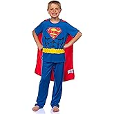 DC Comics Superman Pajamas Boys Short Sleeve Shirt and Pant Set with Detachable Cape PJs