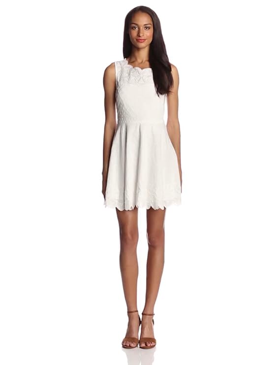 Halston Heritage Women's Sleeveless Fit and Flare Eyelet