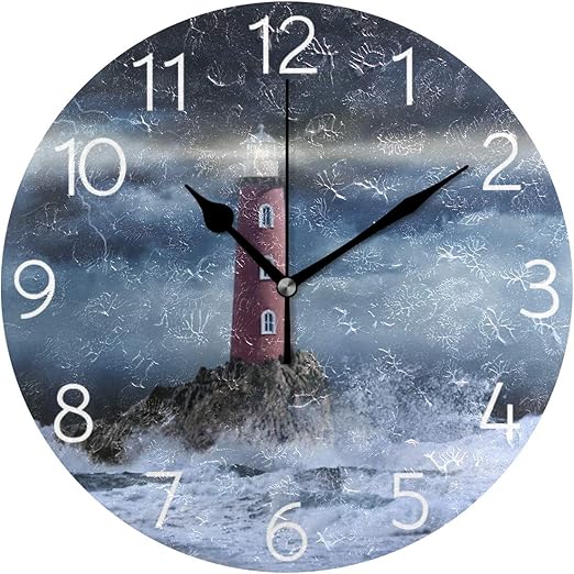 Amazon Com Moyyo Lighthouse In Stormy Wall Clock 9 8 Inch Silent