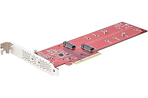 StarTech.com Dual M.2 PCIe SSD Adapter Card, PCIe x8 / x16 to Dual NVMe or AHCI M.2 SSDs, PCI Express 4.0, 7.8GBps/Drive, Bif