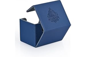 UAONO Card Deck Box for MTG Cards, Large Deck Case Fits 120+ Sleeved Cards, Magic Commander Deck Box with 2 Dividers Compatible with all Collectible Trading Cards(Blue,Sapphire)