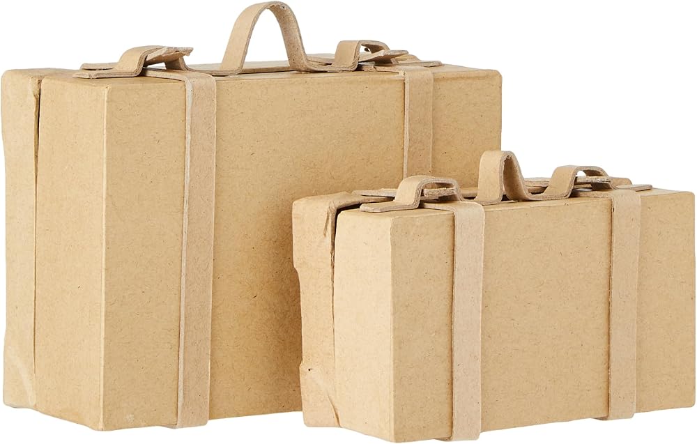 Creativ 263990 Papier Mache Mini Vintage Suitcases 2 pc Beige
