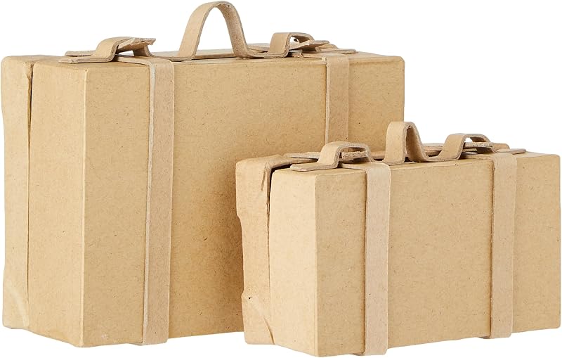 Creativ 263990 Papier Mache Mini Vintage Suitcases 2 pc Beige
