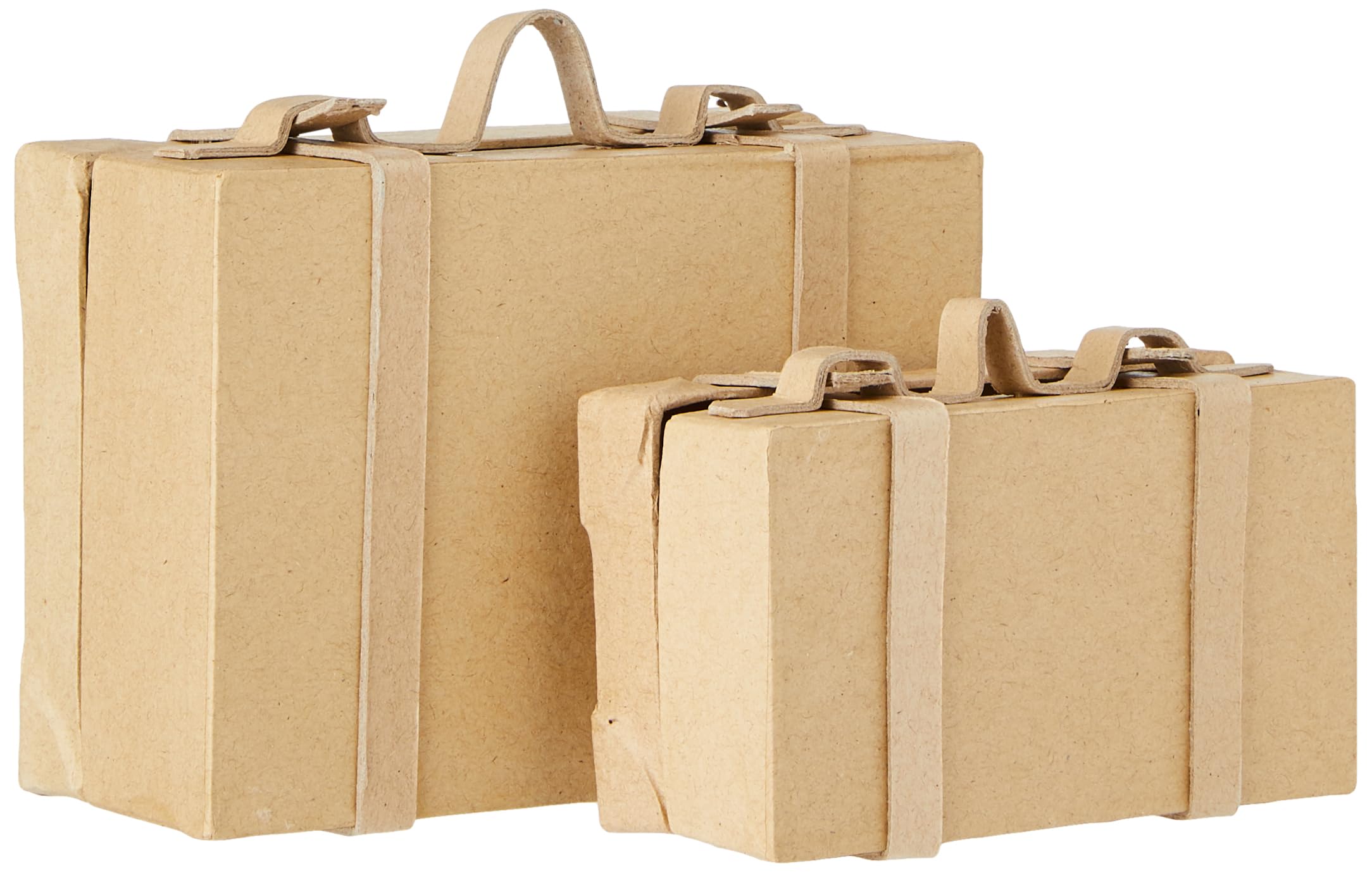 Creativ 263990 Papier Mache Mini vintage Suitcases 2 pc / 1 Set, Beige
