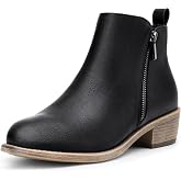 Jeossy Women's Ankle Boots, Casual Round Toe Low Heel Zip Short Booties | Comfortable city dressy booties, functional inner zipper, decorative outer zip, for office, travel, jeans and dresses