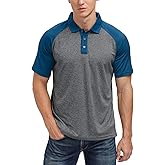 Men's Casual Short Sleeve Moisture Wicking Performance Golf Polo Contrast Color Patchwork Pique Shirts Tops
