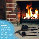 Thorness 5 Piece Black Metal Loop Handle Fireplace Companion Set 60cm view 3
