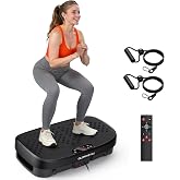 Glorygym Vibration Plate Exercise Machine for Body Shaker Machine &amp; Weight Loss, Shake Plate with Resistance Bands, 120 Speed Levels, Remote Control, Full Body Workout, Compact Home Gym Equipment