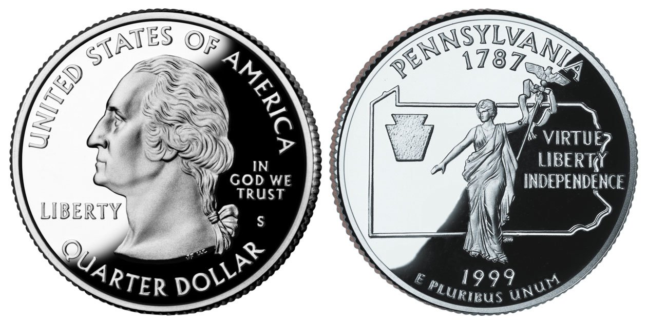 1999 S Proof Pennsylvania State Quarter Pf1 At Amazon S Collectible Coins Store