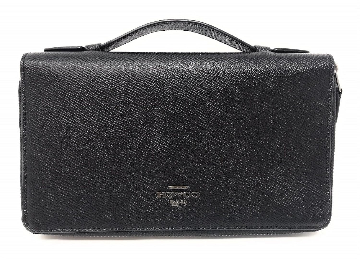 NWT Coach Men's Crossgrain Leather Double Zip Travel Wallet Black