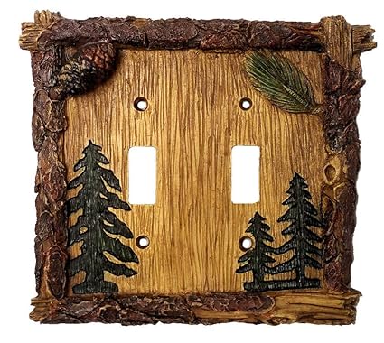 Black Forest Decor Pinecone Tree Double Switch Cover Amazon In