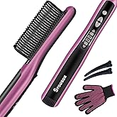 Svcouok Professional Hair Straightening Brush - Fast Heating Ceramic Styler with 6 Adjustable Temp Settings, Anti-Scald & Auto-Off Safety - Sleek & Smooth Hair for Home, Travel, Salon