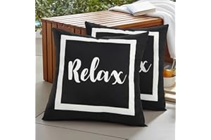 Adabana Outdoor Waterproof Throw Pillow Covers 20x20 Inches Set of 2 Black and White Pillows Cover for Patio Furniture Garden Porch