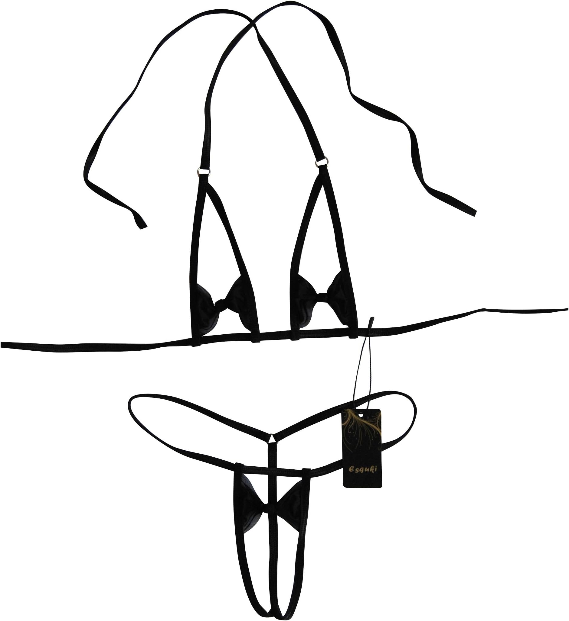 Esquki Women's Fashion Bowknot Micro G String Bikini Set